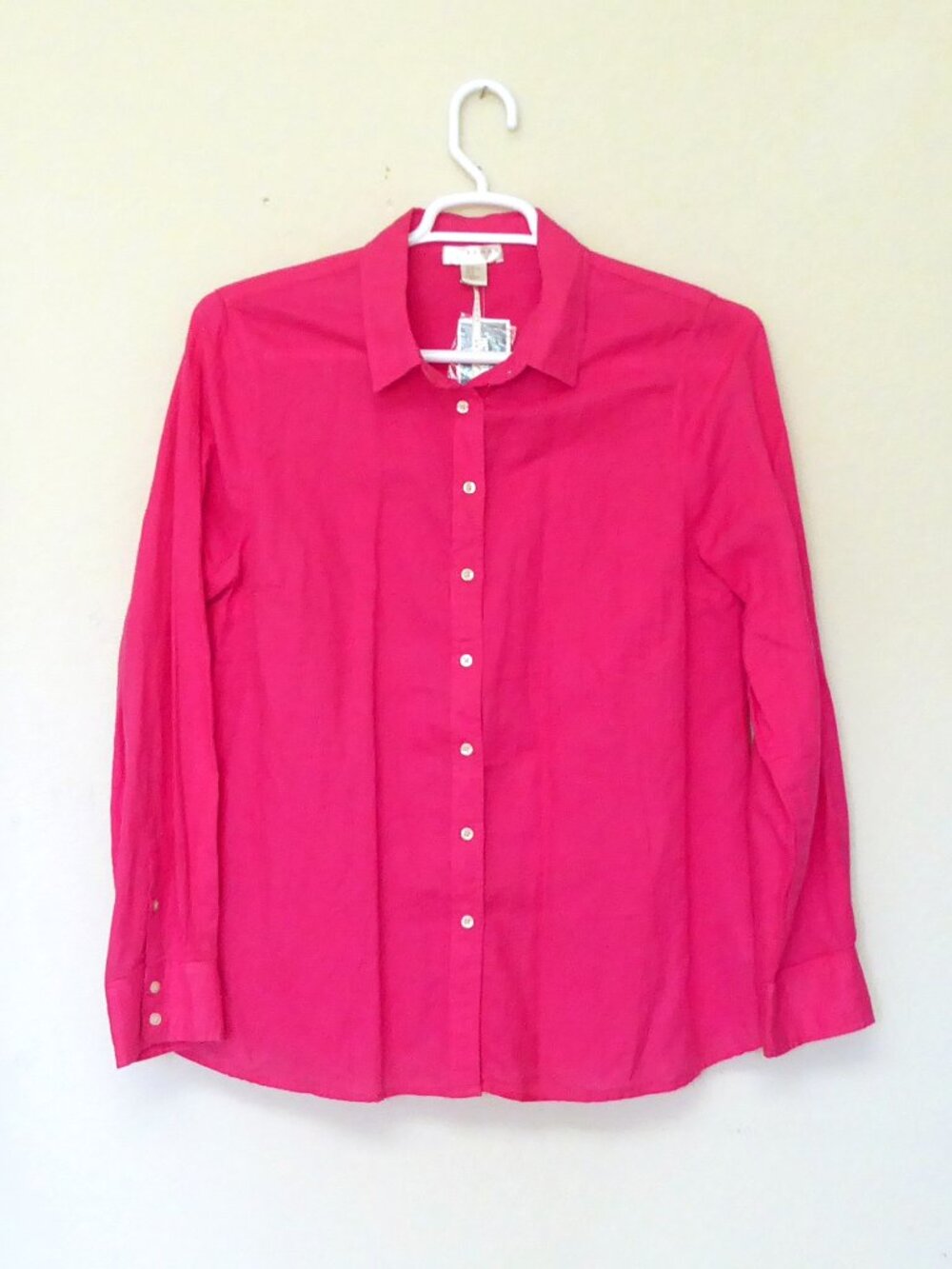 New with tags Kenar fuchsia hot pink linen button up blouse women's XL